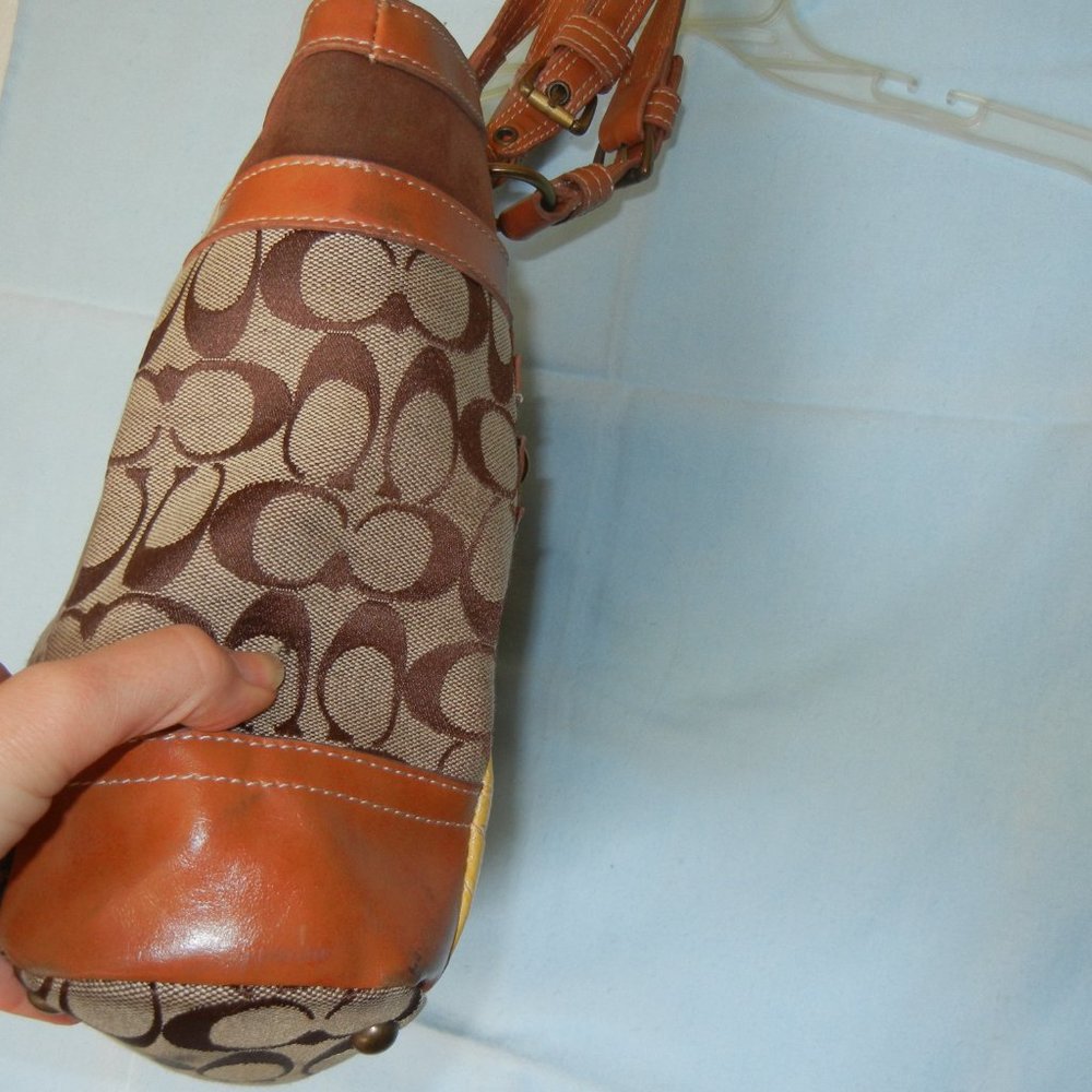 Coach Leather Gallery Purse Shoulder Bag Signature Brown Logo Hangtag Lined - Picture 6 of 14